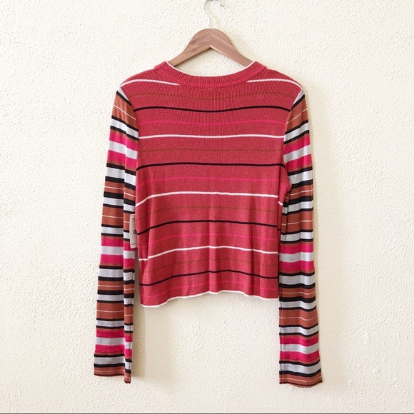 NWT Free People "New Age' Mixed Stripe Sweater M - Picture 3 of 3